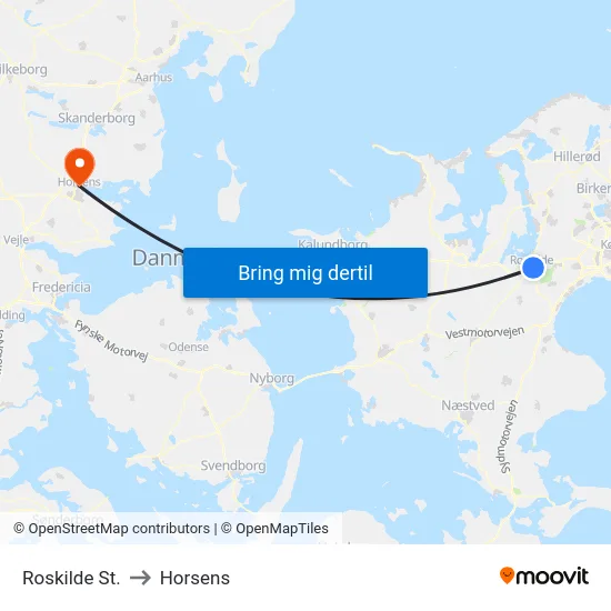 Roskilde St. to Horsens map