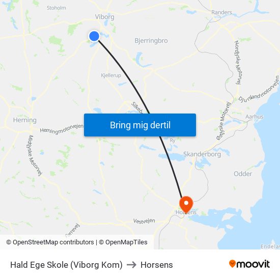 Hald Ege Skole (Viborg Kom) to Horsens map