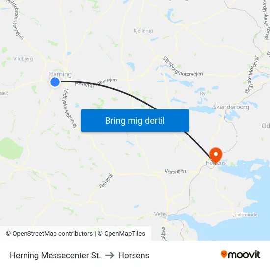 Herning Messecenter St. to Horsens map