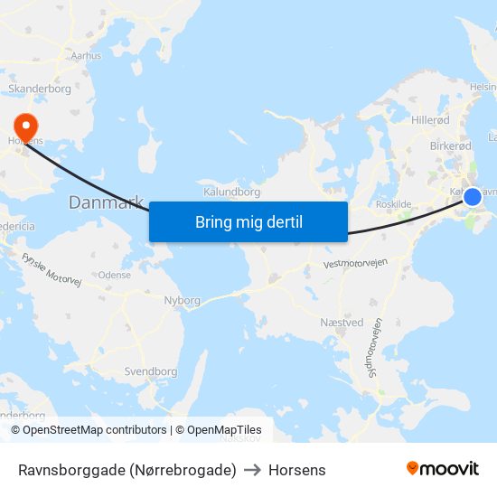 Ravnsborggade (Nørrebrogade) to Horsens map