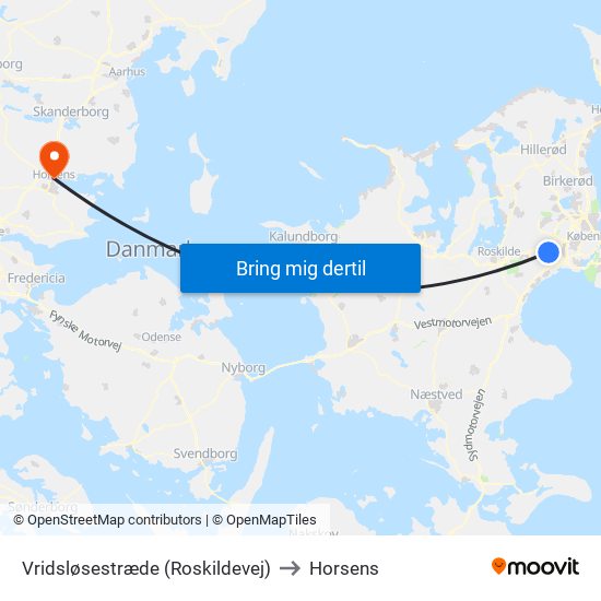 Vridsløsestræde (Roskildevej) to Horsens map