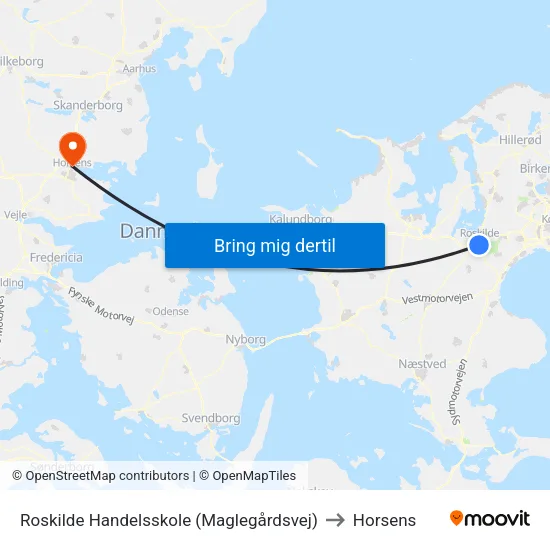 Roskilde Handelsskole (Maglegårdsvej) to Horsens map