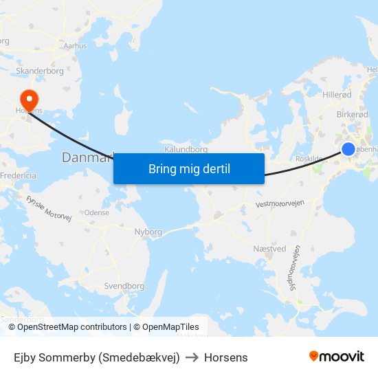 Ejby Sommerby (Smedebækvej) to Horsens map