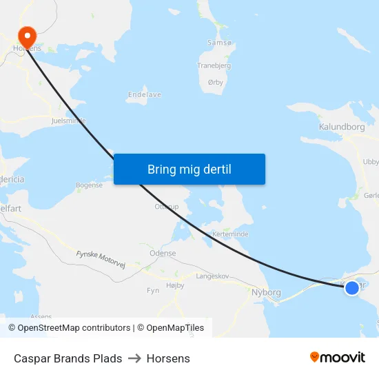 Caspar Brands Plads to Horsens map