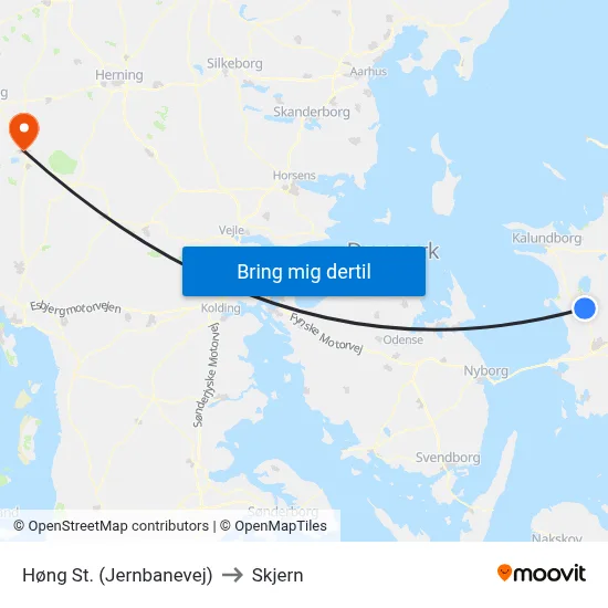 Høng St. (Jernbanevej) to Skjern map