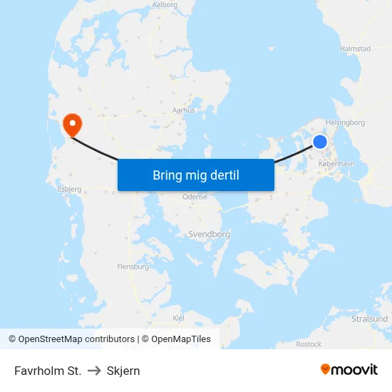 Favrholm St. to Skjern map