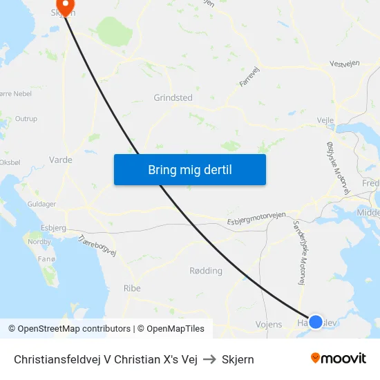 Christiansfeldvej V Christian X's Vej to Skjern map