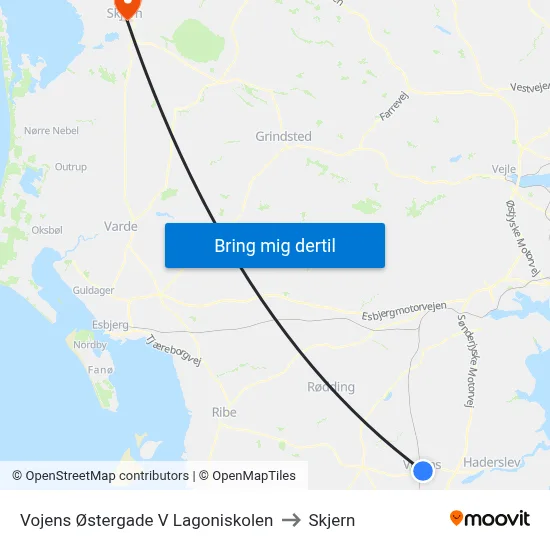 Vojens Østergade V Lagoniskolen to Skjern map
