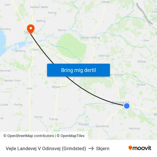 Vejle Landevej V Odinsvej (Grindsted) to Skjern map