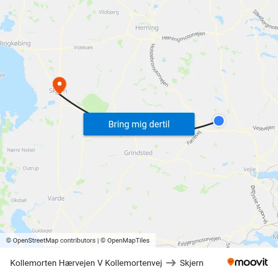 Kollemorten Hærvejen V Kollemortenvej to Skjern map