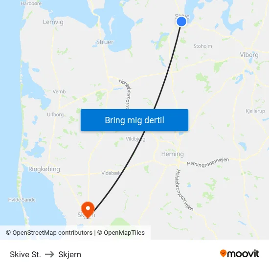 Skive St. to Skjern map