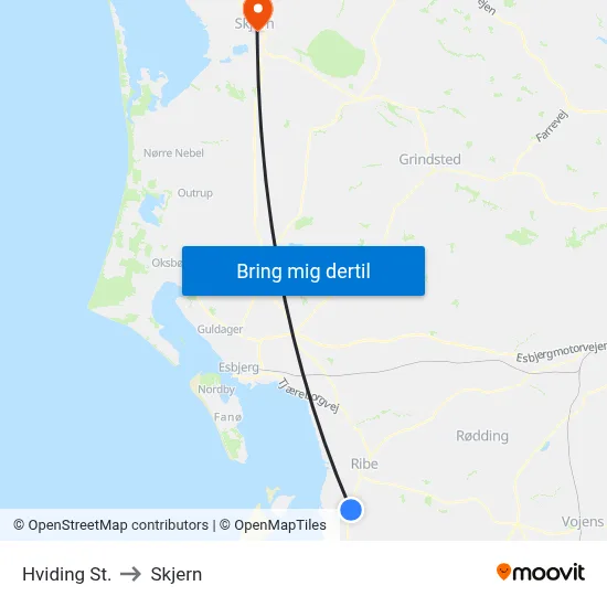 Hviding St. to Skjern map