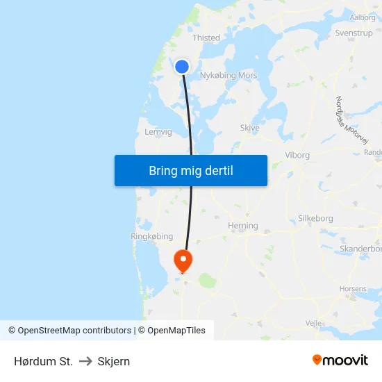 Hørdum St. to Skjern map