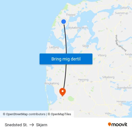 Snedsted St. to Skjern map