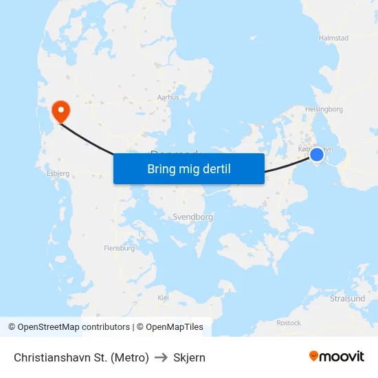 Christianshavn St. (Metro) to Skjern map