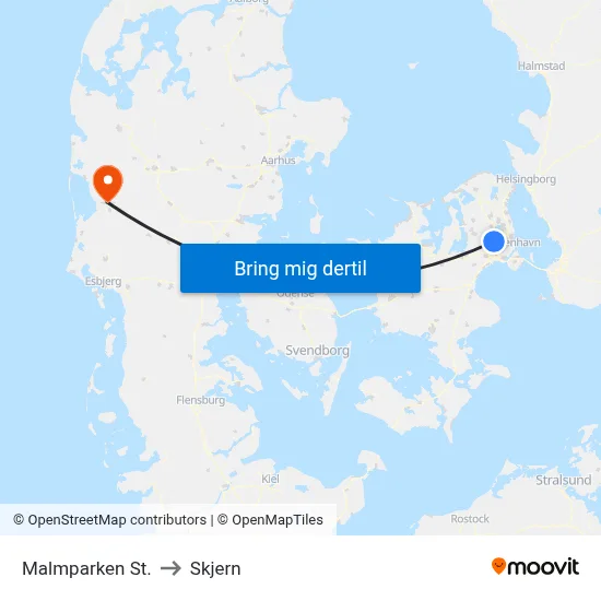 Malmparken St. to Skjern map