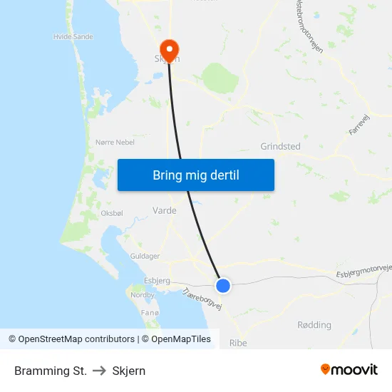 Bramming St. to Skjern map
