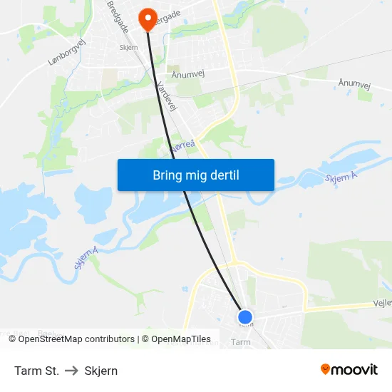 Tarm St. to Skjern map