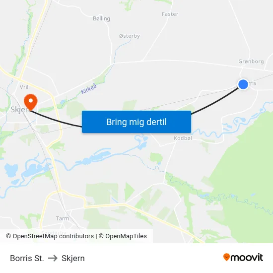 Borris St. to Skjern map