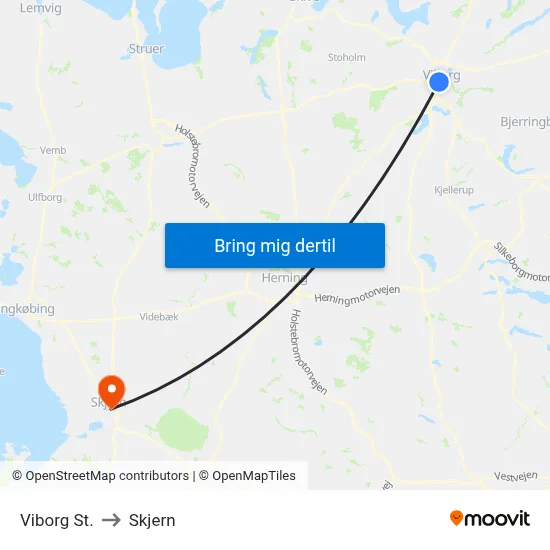 Viborg St. to Skjern map