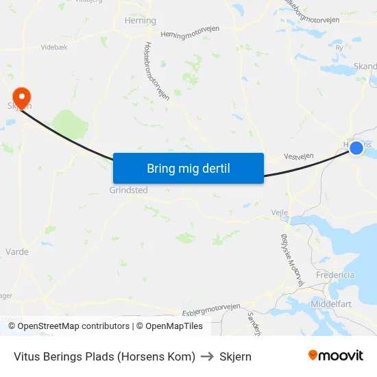Vitus Berings Plads (Horsens Kom) to Skjern map