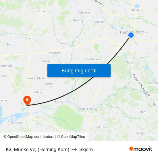 Kaj Munks Vej (Herning Kom) to Skjern map