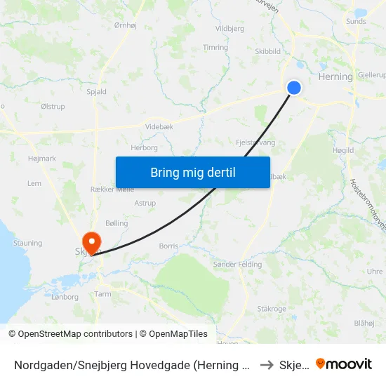 Nordgaden/Snejbjerg Hovedgade (Herning Kom) to Skjern map