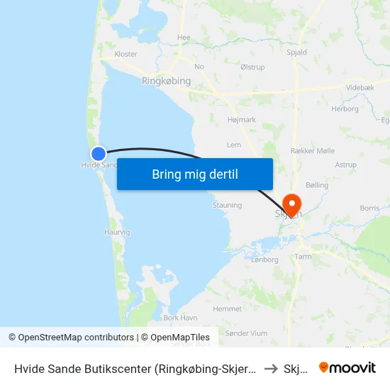 Hvide Sande Butikscenter (Ringkøbing-Skjern Kom) to Skjern map