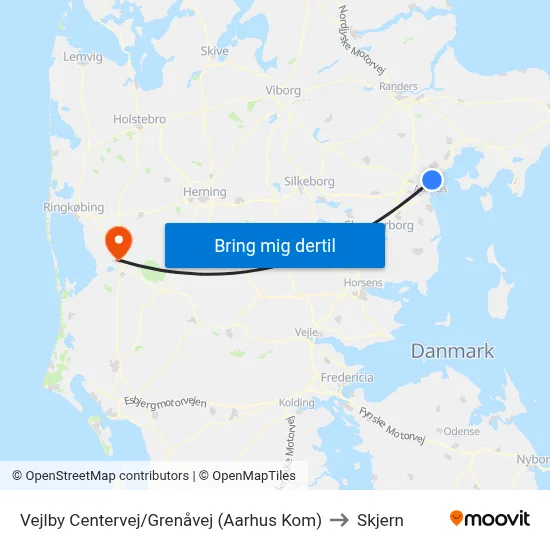 Vejlby Centervej/Grenåvej (Aarhus Kom) to Skjern map