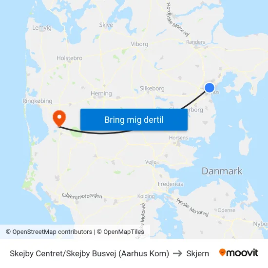 Skejby Centret/Skejby Busvej (Aarhus Kom) to Skjern map
