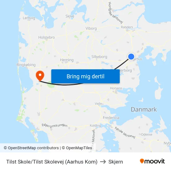 Tilst Skole/Tilst Skolevej (Aarhus Kom) to Skjern map