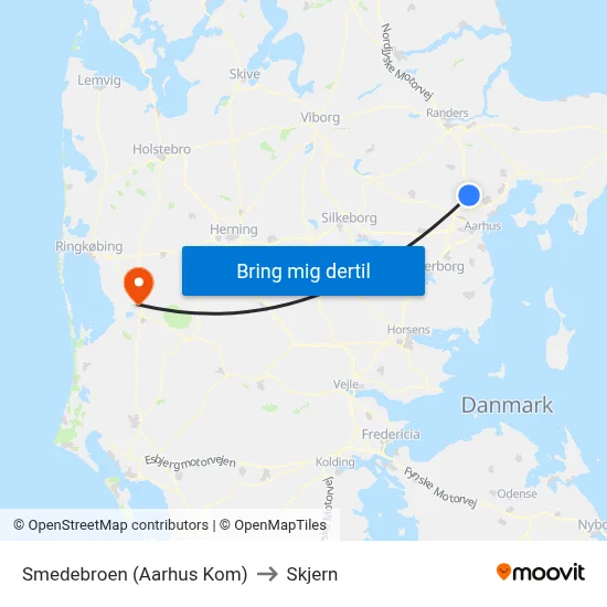 Smedebroen (Aarhus Kom) to Skjern map