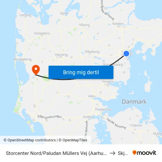 Storcenter Nord/Paludan Müllers Vej (Aarhus Kom) to Skjern map