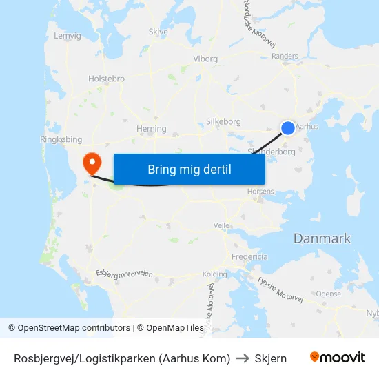 Rosbjergvej/Logistikparken (Aarhus Kom) to Skjern map