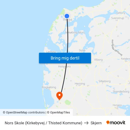 Nors Skole (Kirkebyvej / Thisted Kommune) to Skjern map
