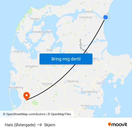 Hals (Østergade) to Skjern map