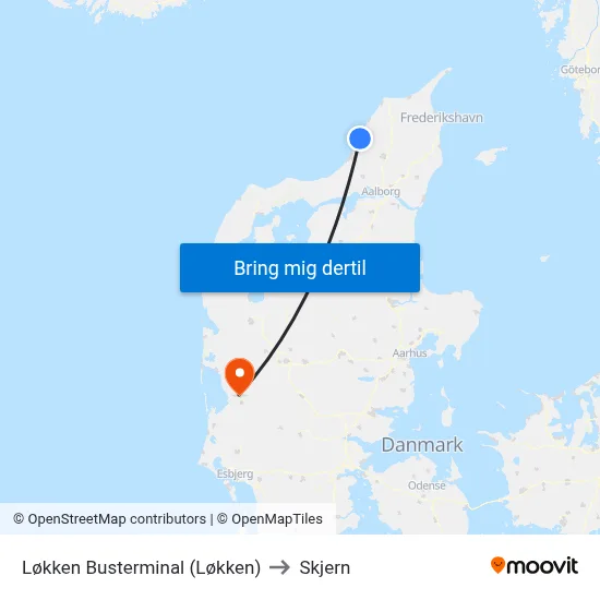 Løkken Busterminal (Løkken) to Skjern map
