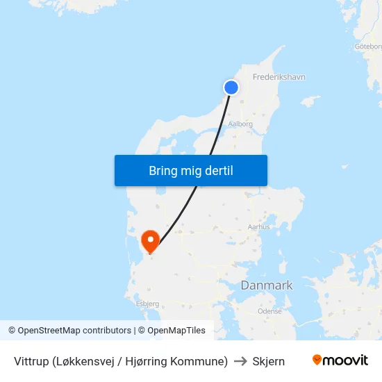 Vittrup (Løkkensvej / Hjørring Kommune) to Skjern map