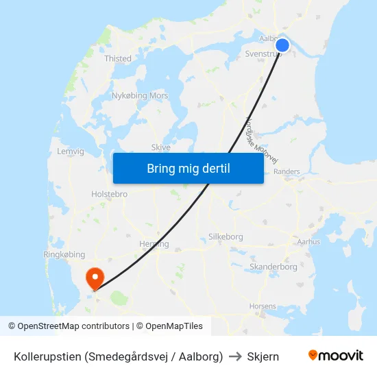 Kollerupstien (Smedegårdsvej / Aalborg) to Skjern map