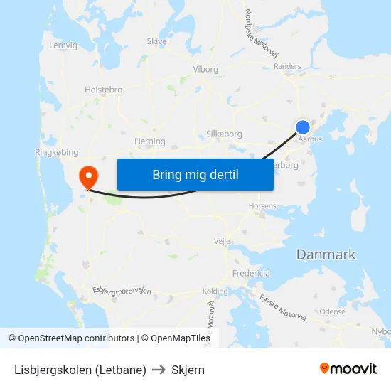 Lisbjergskolen (Letbane) to Skjern map