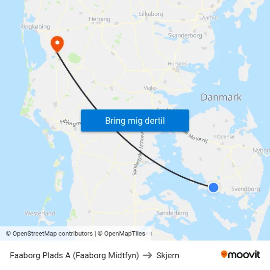 Faaborg Plads A (Faaborg Midtfyn) to Skjern map