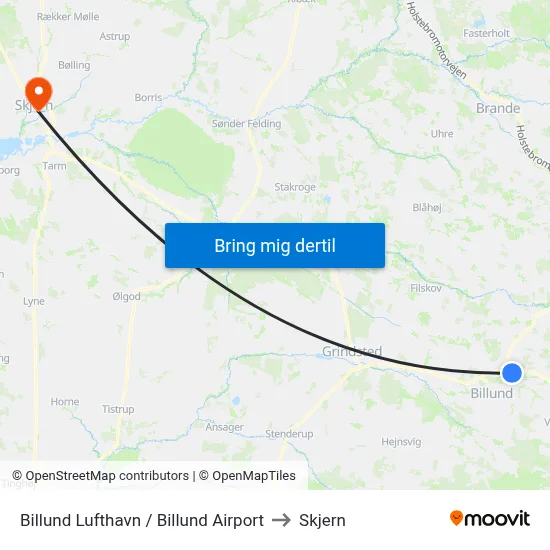 Billund Lufthavn / Billund Airport to Skjern map