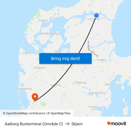 Aalborg Busterminal (Område C) to Skjern map
