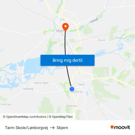 Tarm Skole/Lønborgvej to Skjern map
