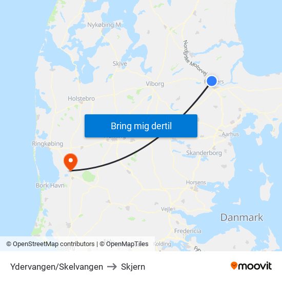 Ydervangen/Skelvangen to Skjern map