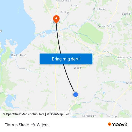 Tistrup Skole to Skjern map