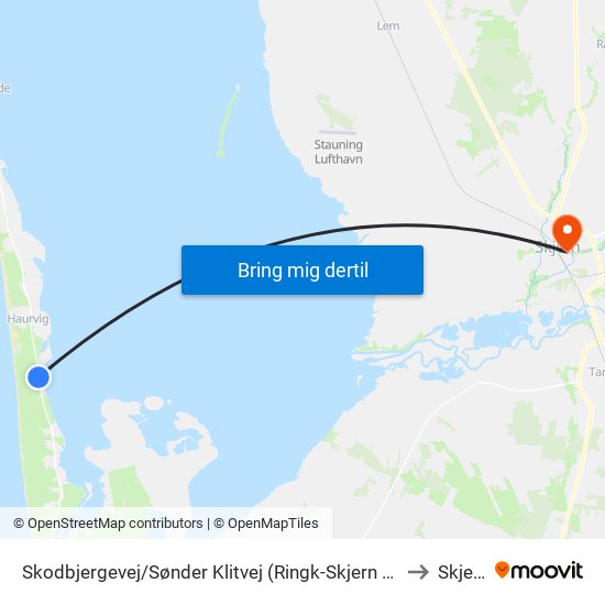 Skodbjergevej/Sønder Klitvej to Skjern map