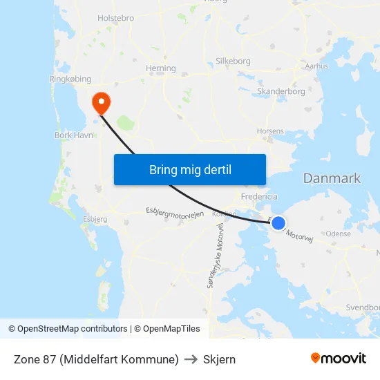 Zone 87 (Middelfart Kommune) to Skjern map