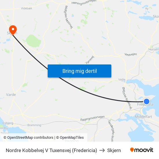 Nordre Kobbelvej V Tuxensvej (Fredericia) to Skjern map