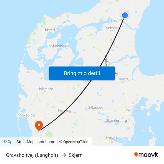 Gravsholtvej (Langholt) to Skjern map